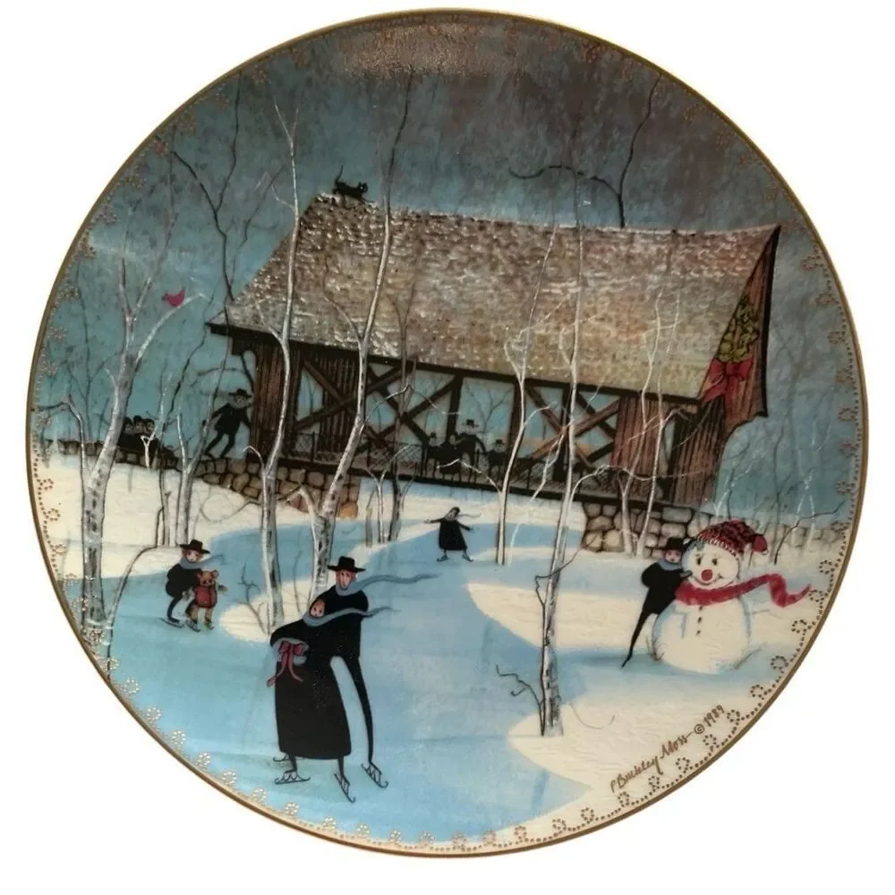 Anna Perenna P. Buckley Moss Winter The Four Seasons Plate Gold Vintage Plate